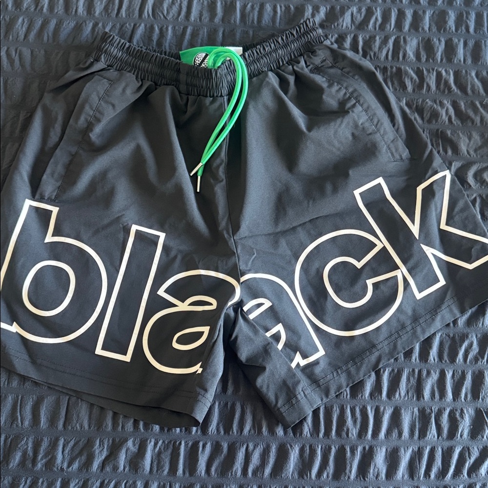 Black Graphic Athletic Men's Shorts